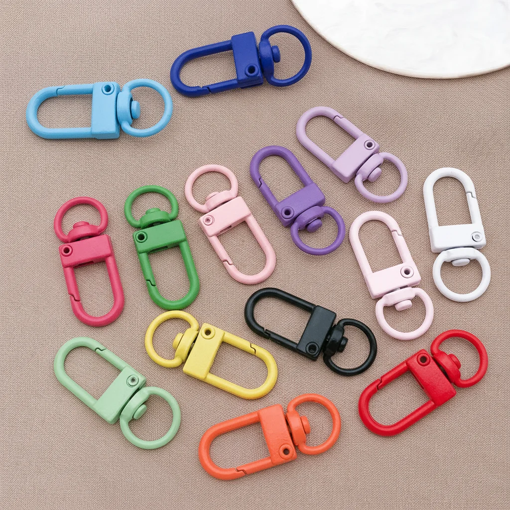 20pcs 32x12mm Keyring Lobster Clasp Spring Buckle With Chains Colored Keychains For DIY Jewelry Making Key Ring Hooks BagsBuckle image 3