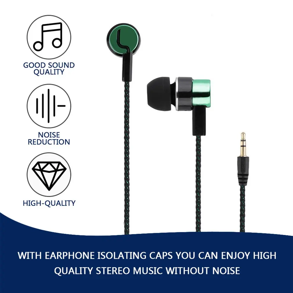 5 Colors 3.5mm Wired Earphones Sports Running Headset Noise Isolating Stereo 1.1M In-Ear Media Player Music Earphone Stereo