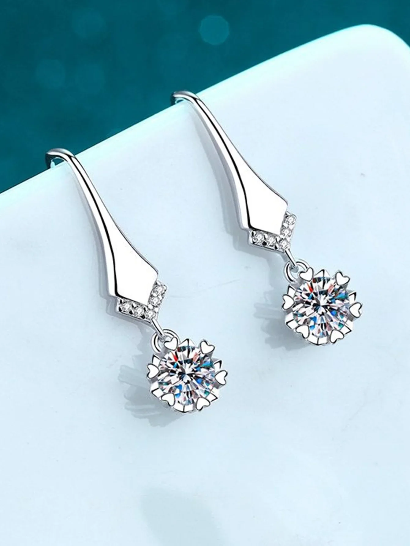 

Moissanite Dangle Earring Snowflake Earrings Silver Earrings 925 Women 1.05ct Earring with Gra Certificate New in Earrings