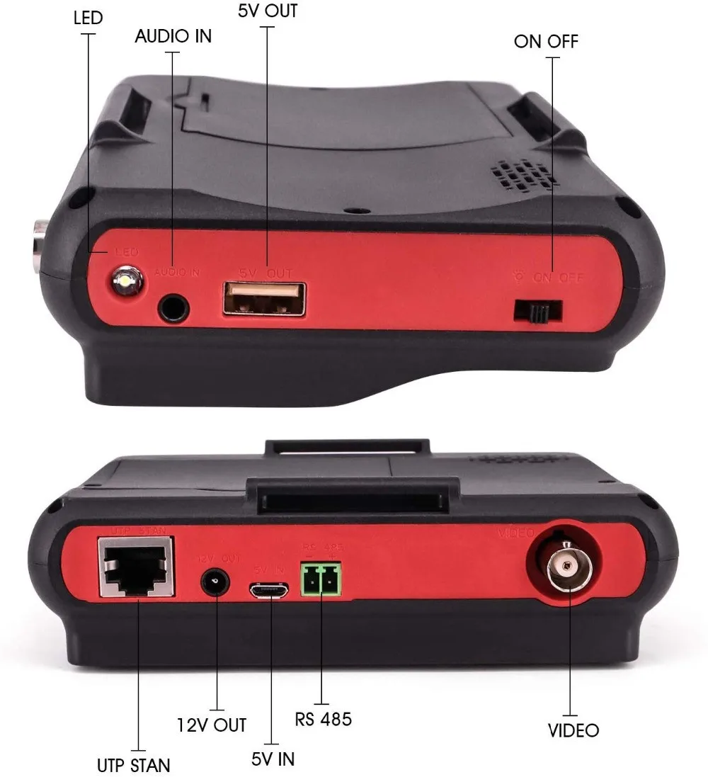 Imagem -03 - Tft Monitor de Pulso Strap Security Câmera Tester com Bateria de Recarga Cabo de Rede Ahd Mais Cvbs Teste Cctv Hd6300a 43