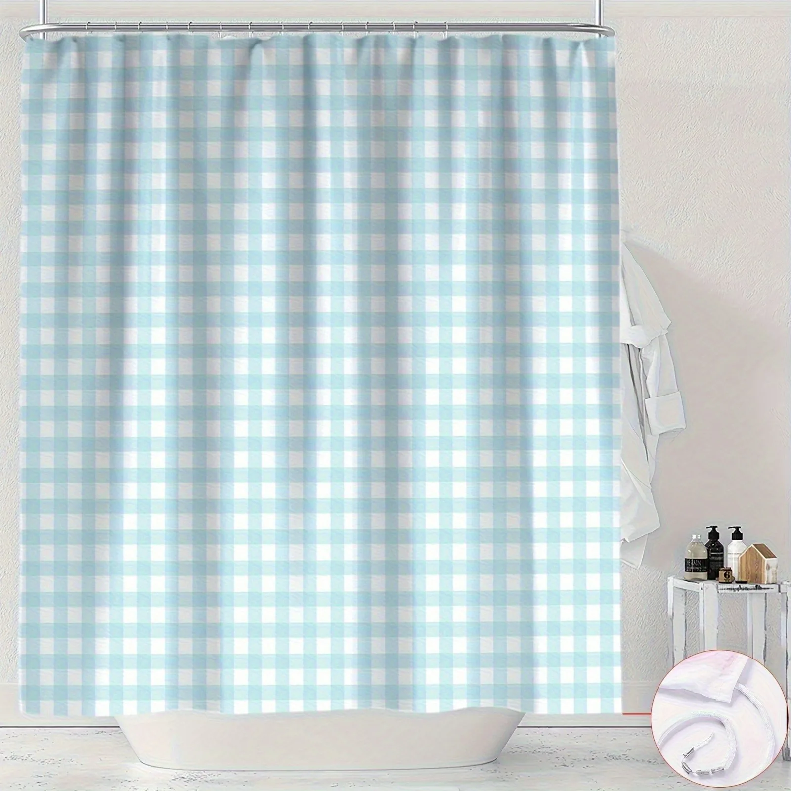 

Модная занавеска для душа с синим клетчатым узором, моющаяся грязеотталкивающая насадка для душа, водонепроницаемая полиэстеровая занавеска для ванны