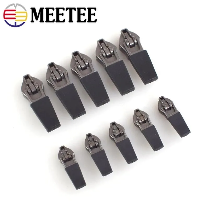 10Pcs Meetee 3# 5# Zipper Puller Slider for Waterproof Invisible Nylon Zippers Reverse Decorative Zip Head Sewing Accessories