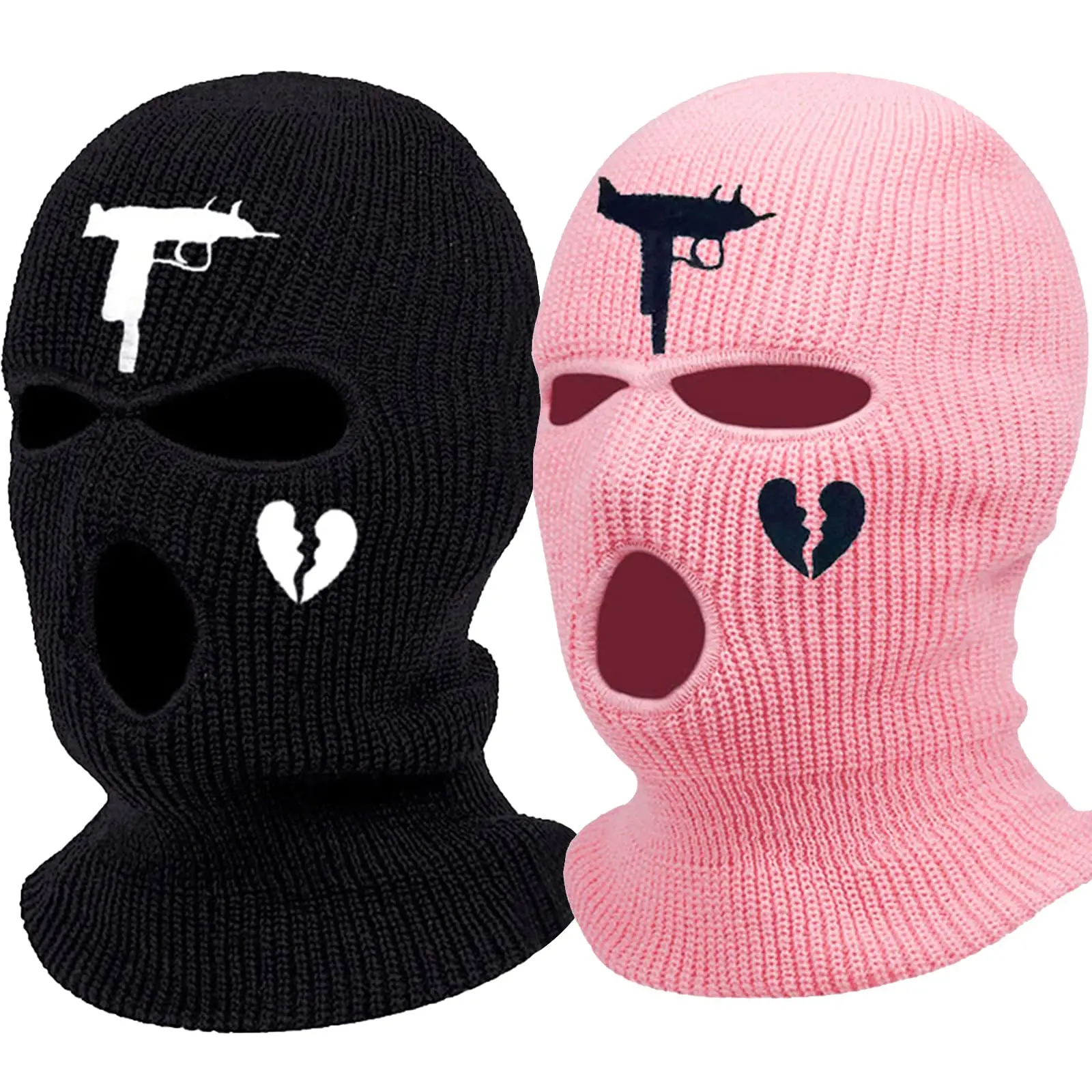 

2PCS Ski Cycling Knitted Full Face Cover Winter Balaclava Warm Mask Outdoor Sports for Halloween Cosplay Costume Props Men Women
