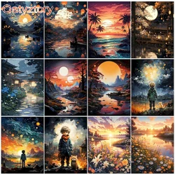 GATYZTORY Paint By Numbers For Adult Kit DIY Oil Painting By Numbers On Canvas Night Scene Number Painting Home Decoration