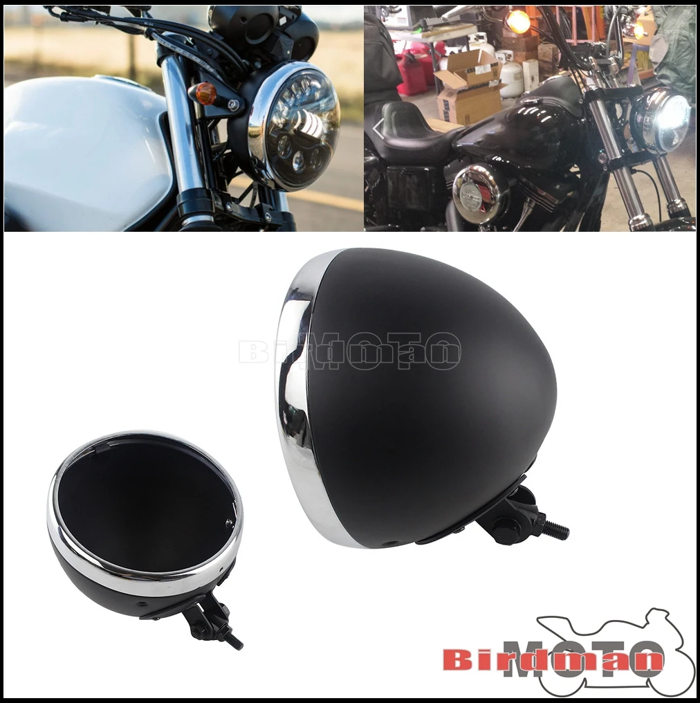 

Universal 7inch Round Headlight Housing Shell For Harley Honda Suzuki Yamaha Kawaski Cafe Racer Motorcycle Retro Headlamp Bucket