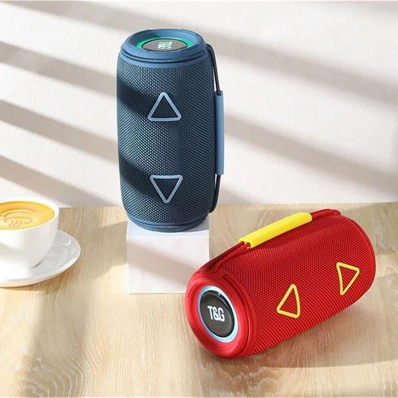 Cylindrical TG-657 3D Stereo Bass Wireless Bluetooth Speaker Supports FM/LED Atmosphere Light Outdoor Camping Car Bluetooth 5.3