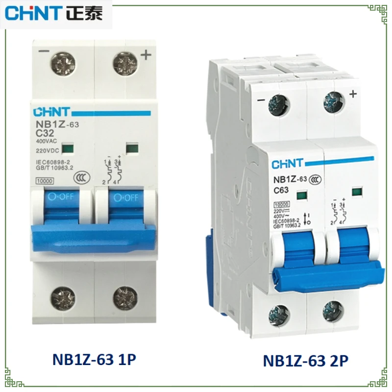 

Chint NB1Z-63 Universal Circuit Breaker - 220VAC/110-220VDC, 1P/2P 10-63A, Visible Isolation, Flame-Retardant Home Air Switch