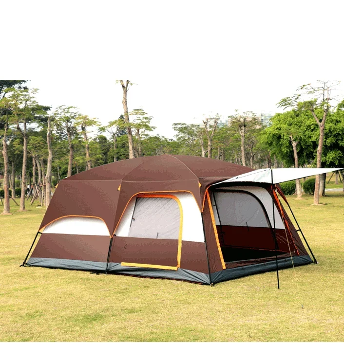 Large camping tent 10 12 person people waterproof double layer 2 living rooms and 1 hall family tents outdoor rainproof tent