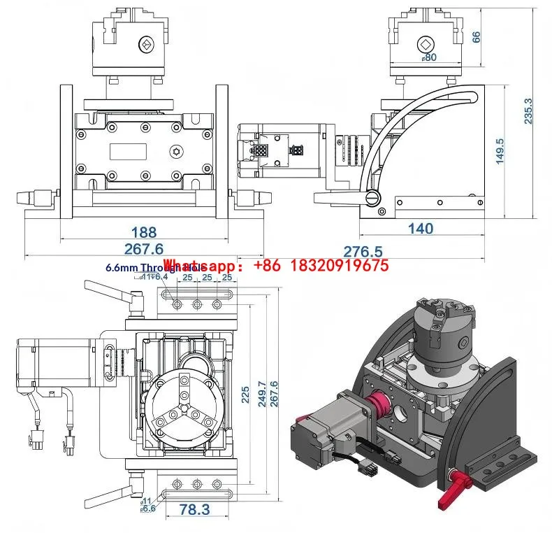 Cyclmotion H-precision welding rotary fixture with speed-controlled and rotating head (FD model) for Argon Arc Welding