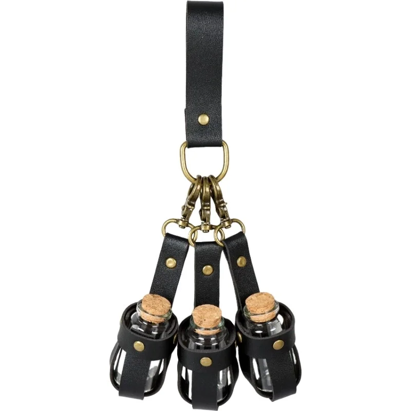 2pcs Medieval Alchemy PU Leather Set Vintage Leather Waist Belt Magic Potion Bottle Accessory for Renaissance Fairs & Cosplay