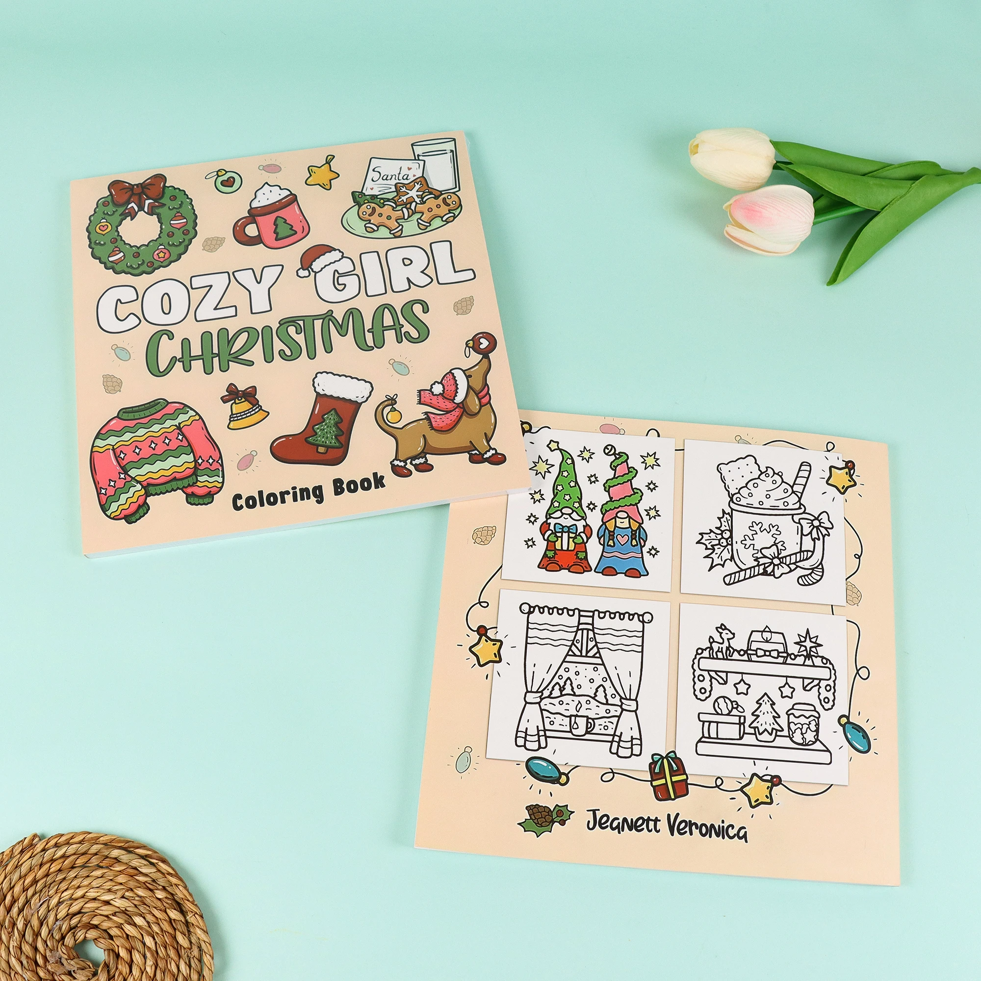 Coloring Book For Adults And Teens Featuring Adorable Christmas Creatures Cartoon Coloring Book To Relax In A Cozy Hygge Moment