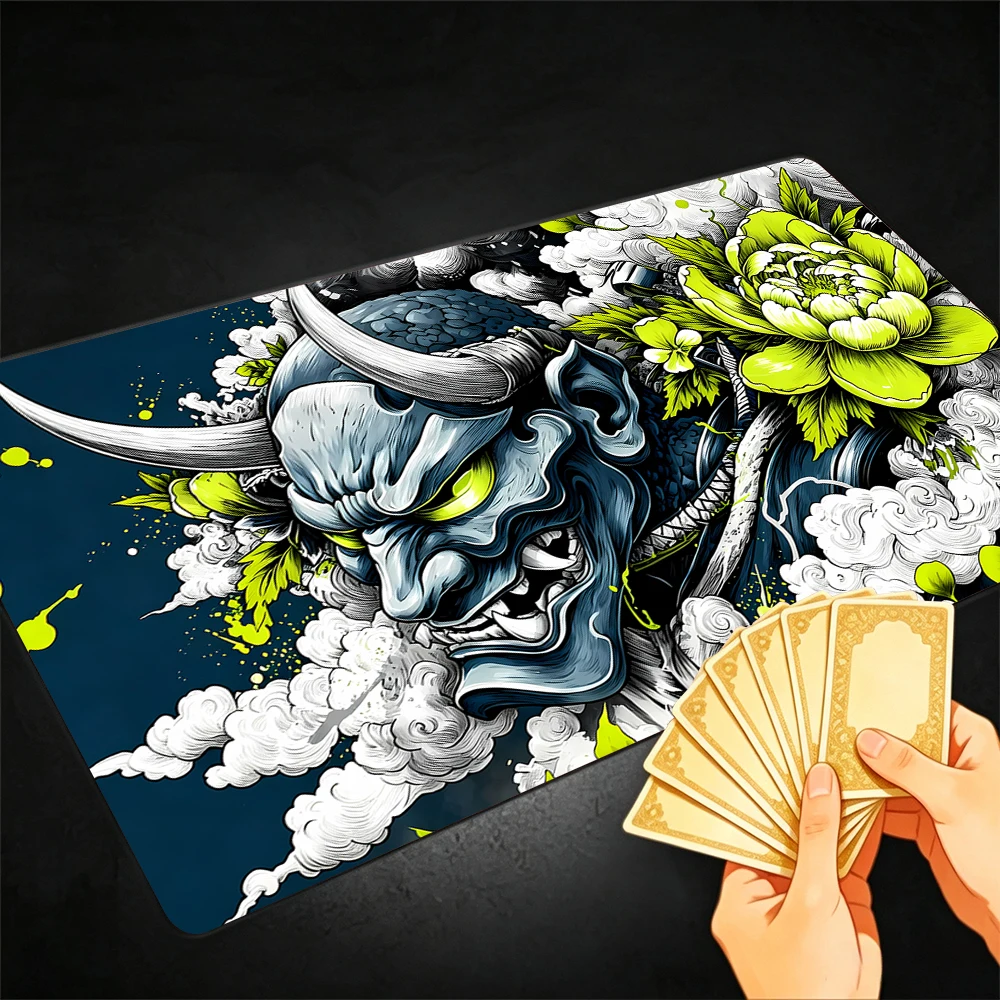 Lily and Ghost Samurai TCG Playmat Magic Playmat Gathering Gaming Mat with Stitched Edge Anti-slip base Trading Card Game