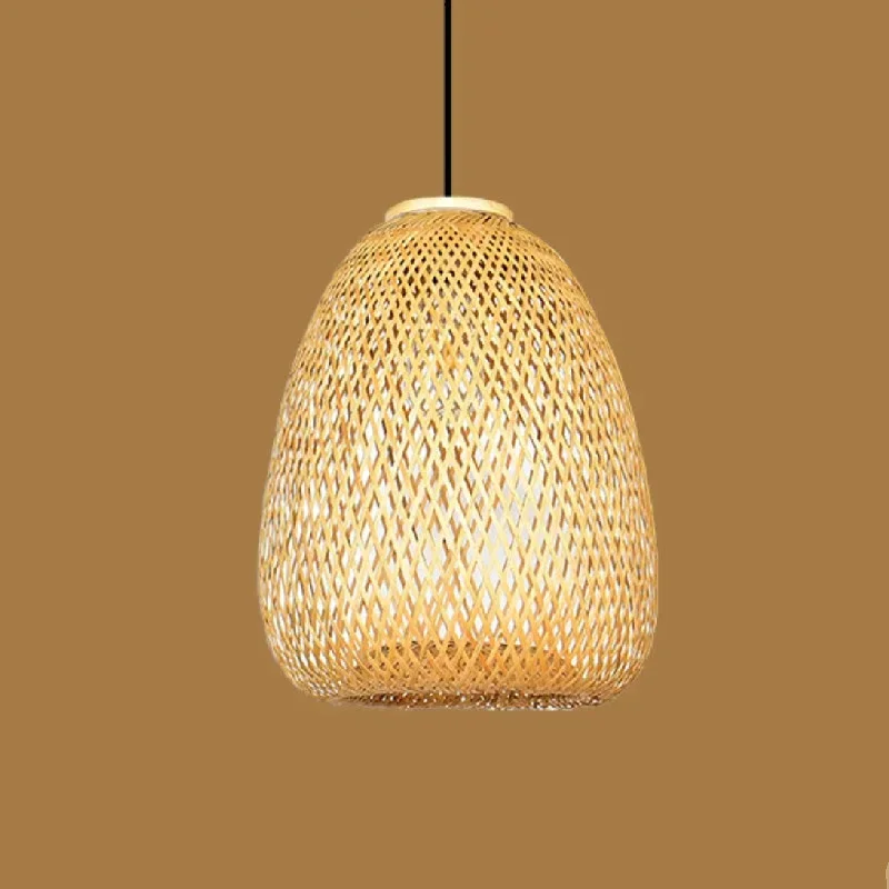 New Chinese Style Natural Wicker Bamboo Pendant Lamp Bamboo Woven Art Lantern Chandelier Creative Restaurant Tatami Teahouse