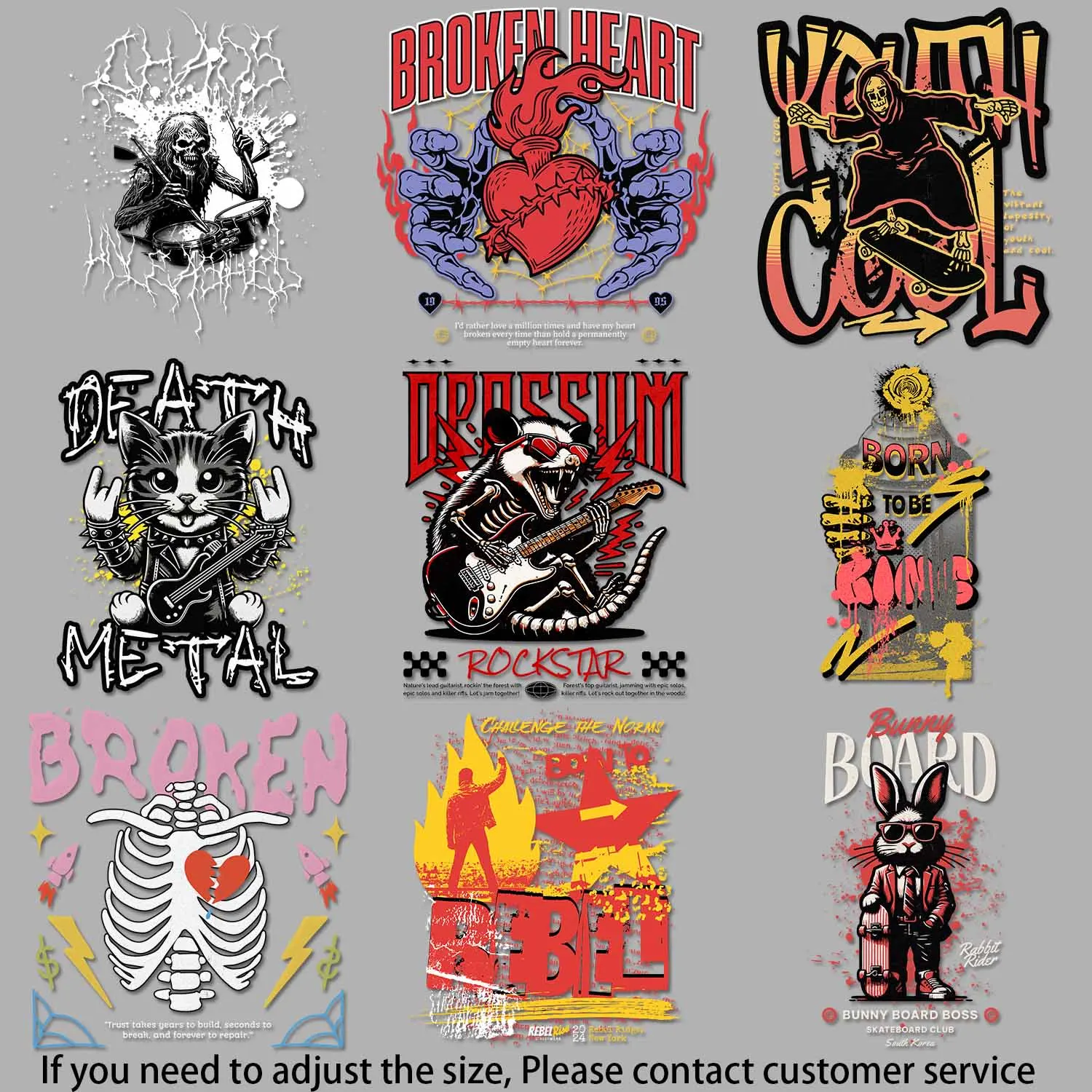 Iron on Picture on Clothes Rule - breaking cat designs Heart - themed edgy graphics Colorful Creations DIY Decoration