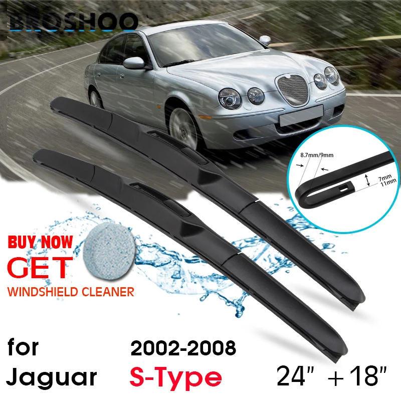 BROSHOO Car Natural Rubber Wipers Blade For Jaguar S-Type 24