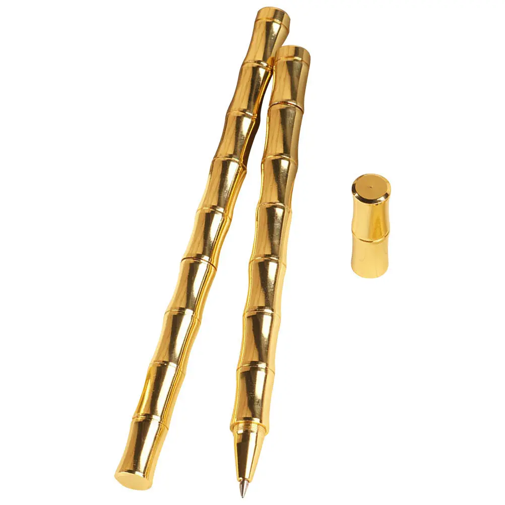

2Pcs Vintage Gel Pens Brass Body Retro Style Writing Pens Anti-Slip Design for School Study Business Sign Creative Office Gifts