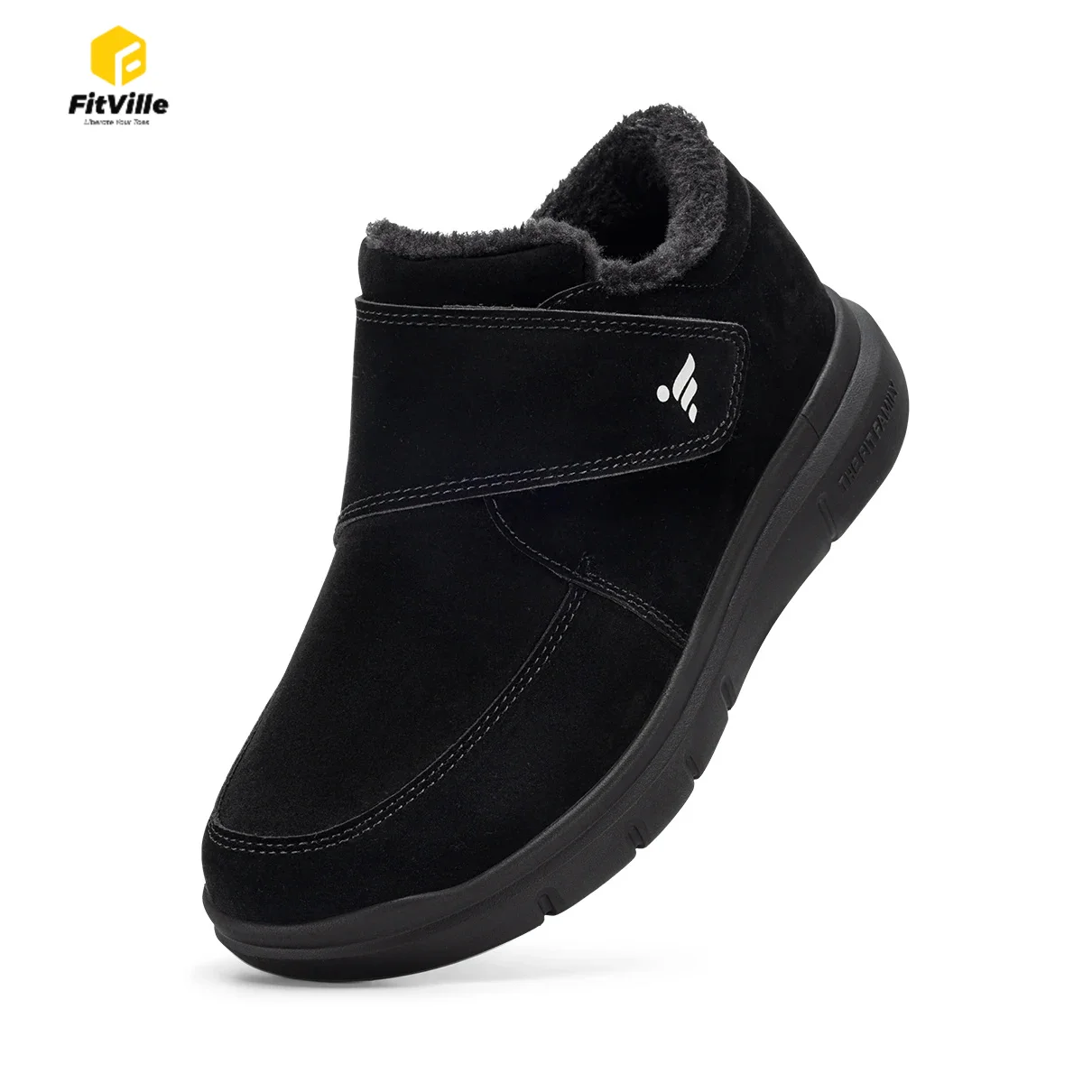 Men'S Wide Toe Box Winter Cotton Shoes Plush‑Lined Boot Warm Insulated Cold‑Weather Wide Width Thermal Footwear For Swollen Feet