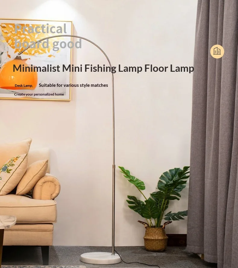 Minimalist Luxury Mini Arc Adjustable Metal Floor Lamp LED Reading Light Living Room Study Home Decor Novelty New Energy Saving view 4