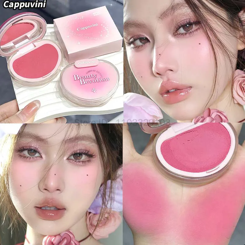 Gradual Soft Mist Pink Blush Cream Mousse Blush Palette Apricot Cheek Tint Blusher Matte Peach Rouge Face Contour Shadow Makeup