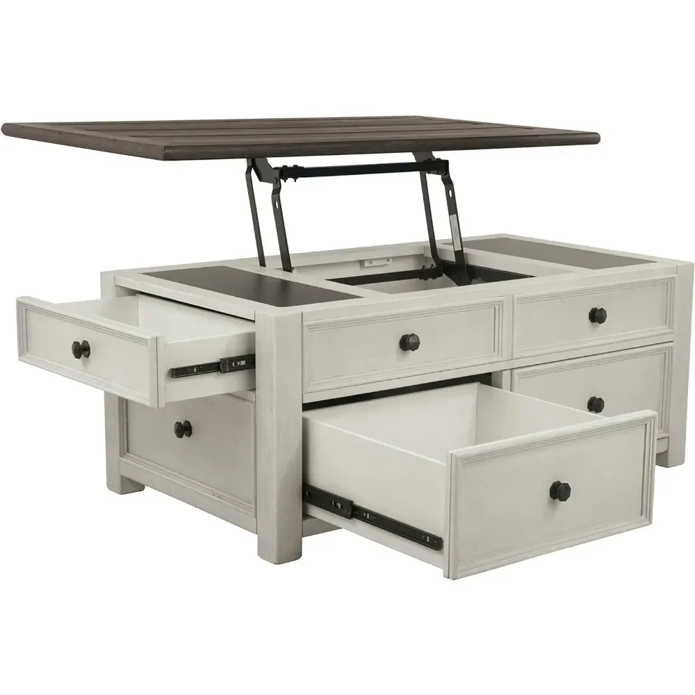 Bolanburg Farmhouse Lift Top Coffee Table com gavetas, mesas de jantar fofas, mesas de café, café lateral, sala