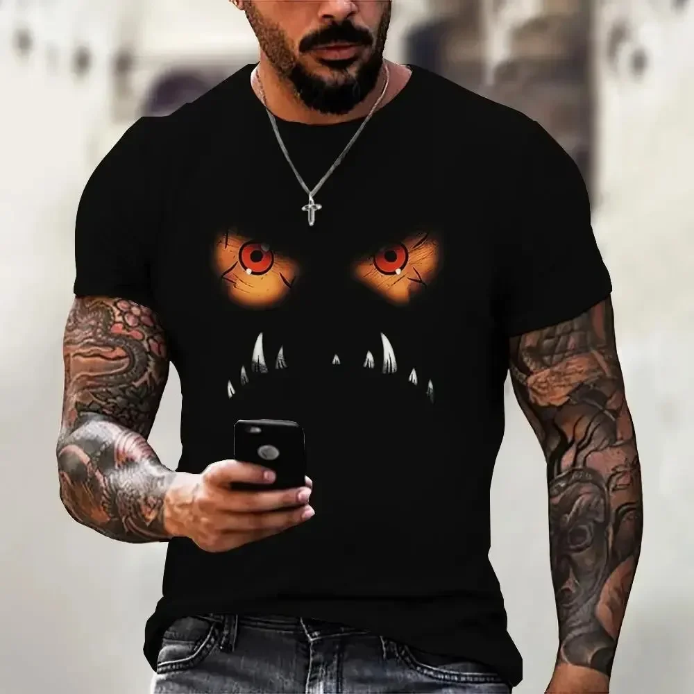 New Men's Devil Eyes Graphic T Shirt Summer Casual Short-sleeved T-shirt Trend Street Oversized Tops Men's Casual Wear