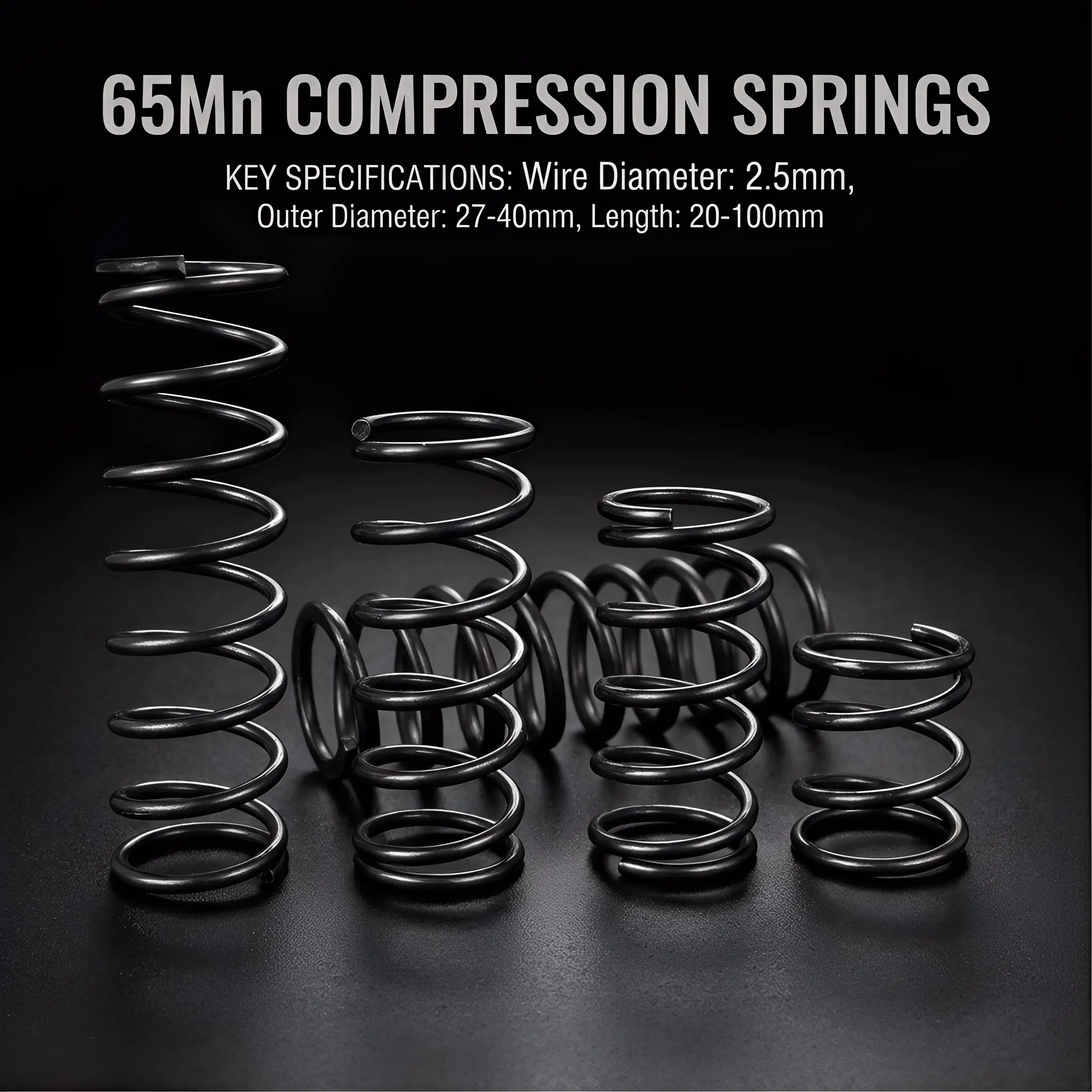 Resorte de compresión 65Mn, resorte de retorno 65Mn, resorte de amortiguación, diámetro del alambre 2,5 mm, diámetro exterior 27 mm-40 mm, longitud 20-100 mm