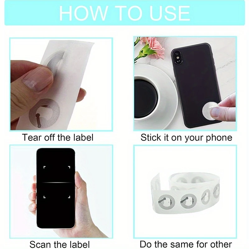 NTAG215 NFC Tags Stickers Transparent Chip Original Rewritable 504Bytes Memory Clear RFID Adhesive Labels