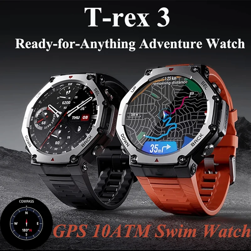 

Для Amazfit T-Rex 3, умные часы для плавания на открытом воздухе, AMOLED-дисплей, 6 спутниковых систем, двухдиапазонный GPS 170, спортивные умные часы с телефонным звонком