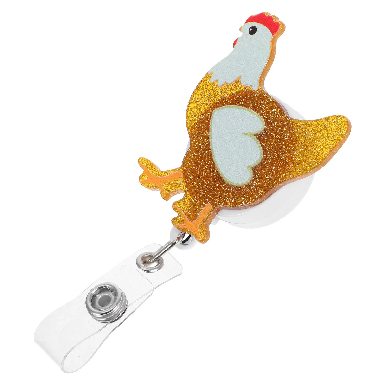 Chicken Badge Reel Retractable Cute Alligator Clip for Nurse Doctor Student Teacher Id Badge Holder Chicken Clip