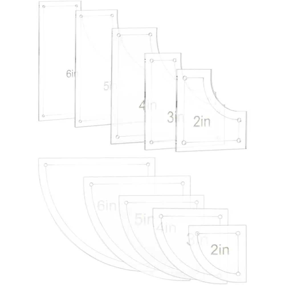 

Набор акриловых шаблонов для квилтинга, прозрачные линейки 2/3/4/5/6 дюймов с защитой пленки, для творчества, кухни, творчества, 10 шт.