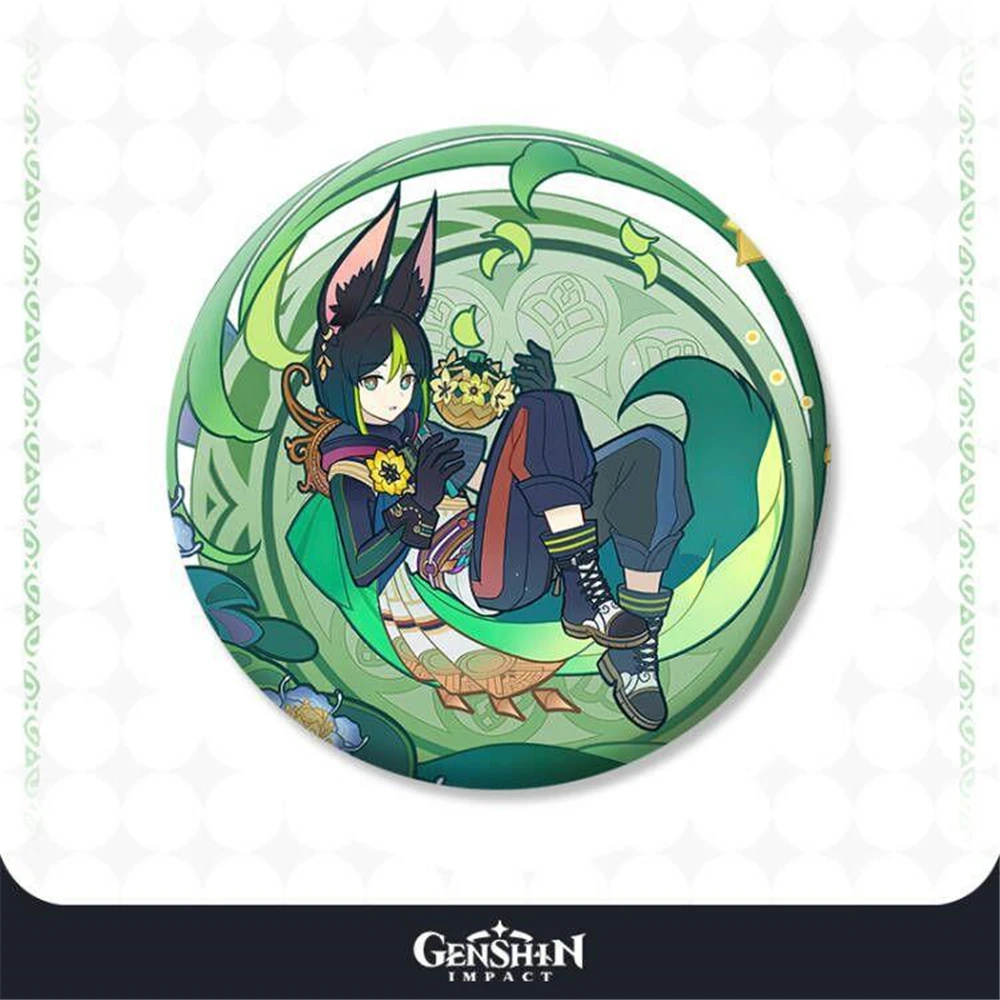 58mm Game Blooming Festival‌ Tighnari Collei Kaedehara Kazuha Cosplay COSTUME Badge Pin SPTE Tinplate Brooch Prop
