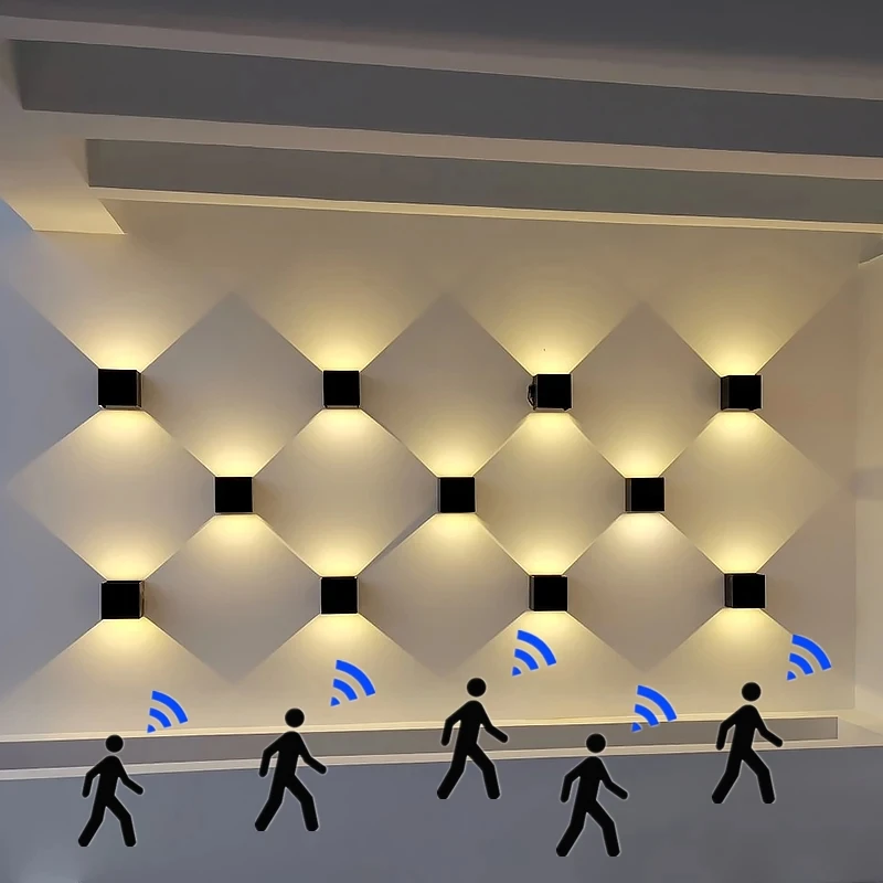 Motion sensor wall lamp Drawing Aluminum Acrylic decoration illumination sconce light indoor home kitchen bedroom corridor aisle
