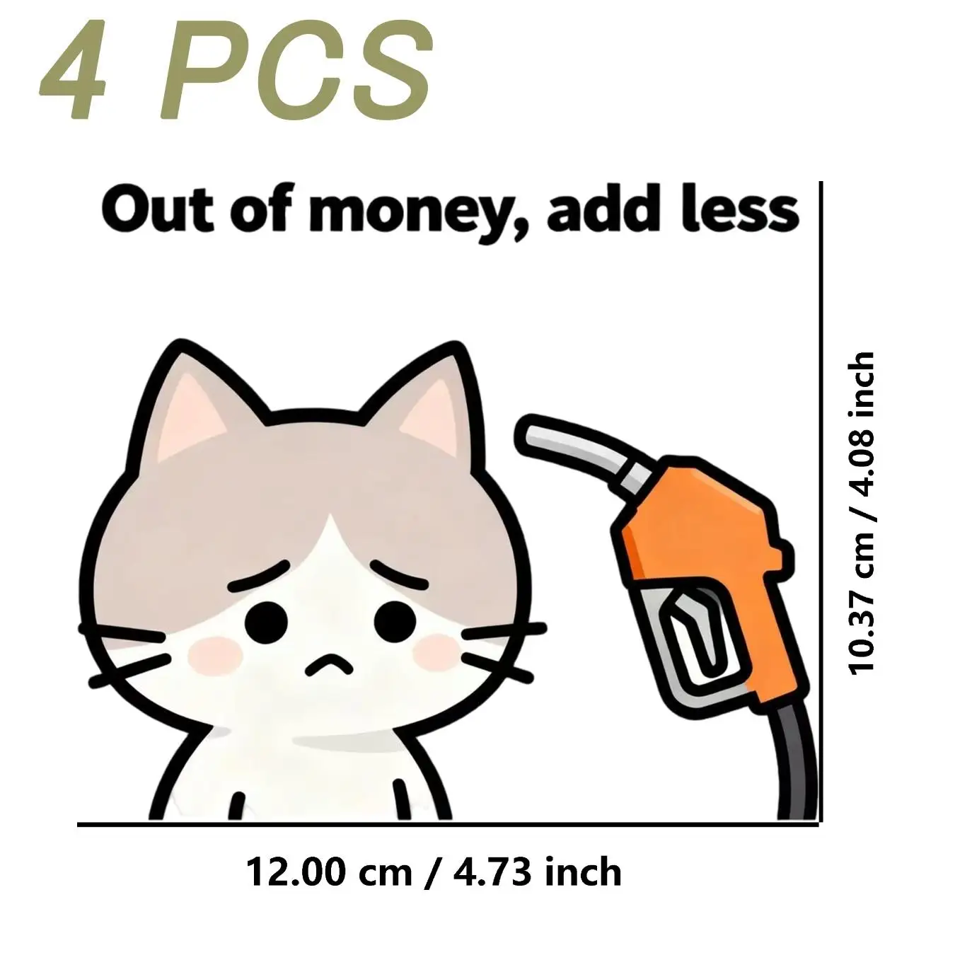 4pcs Funny Low Fuel Warning Stickers - Cute Cat Themed Fuel Cap Decals with  Petrol Labels, Self-Adhesive PE Weatherproof