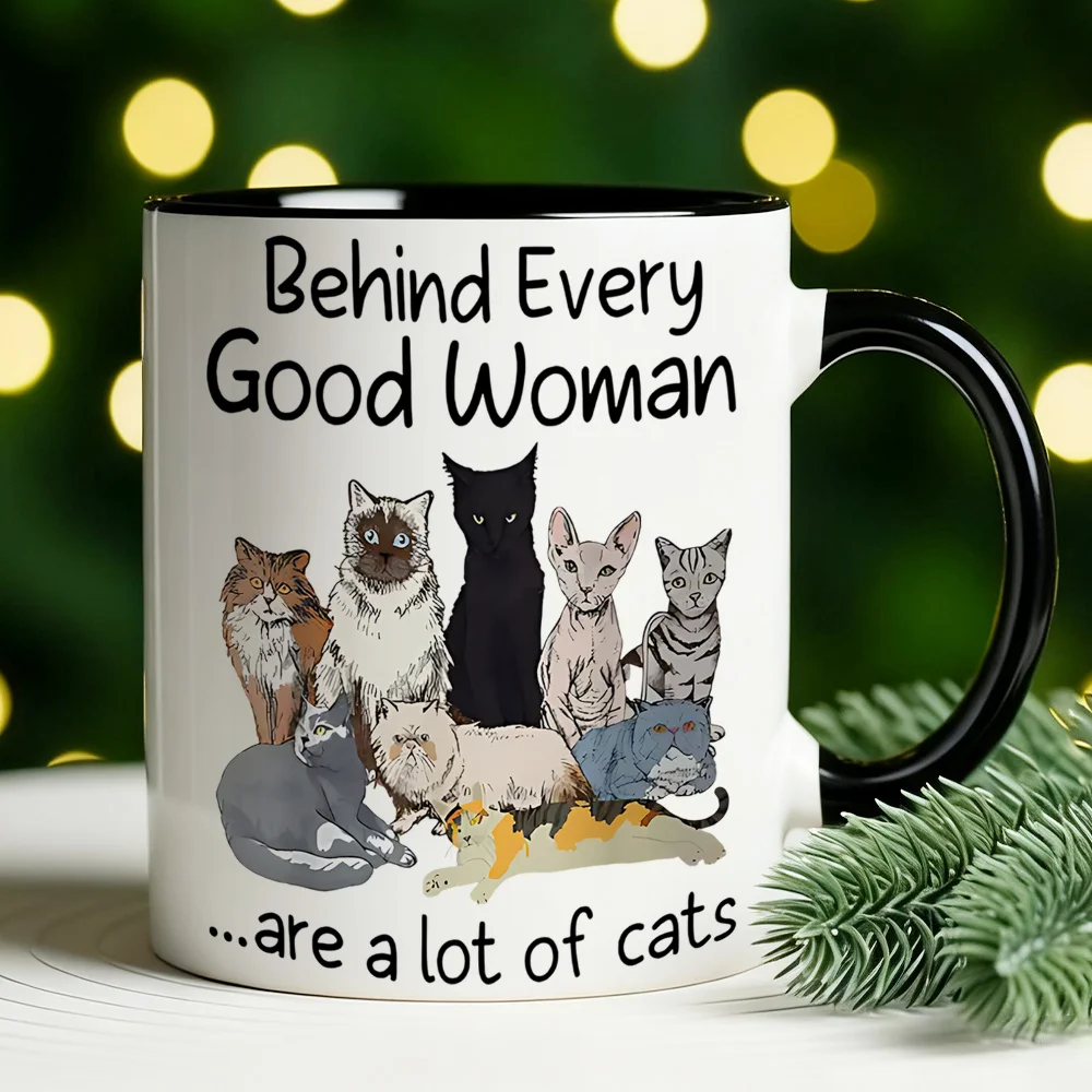 One-Piece Gift Set for Cat Lovers, 11-Ounce Coffee Mug with Inspirational Quotes Printed on It The Slogan on the Cup Reads 