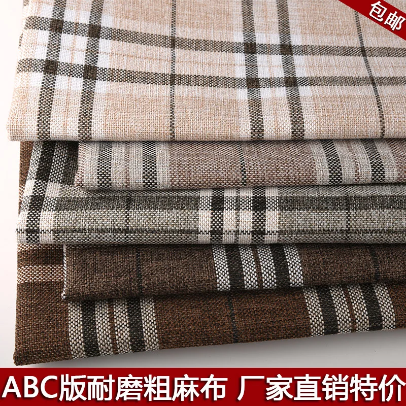 148 Cm Wide Sofa Fabric Thick Coarse Linen Fabric Plaid Stripes Tablecloth Pillow Background Cloth Cotton Polyester Linen Fabric