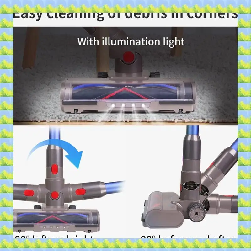 

FZFZ Brush For Dyson V7 V8 V10 V11 V15 Vacuum Cleaners,Interchangeable Brush Head Parts With LED Lights For Hard Floors And Carp