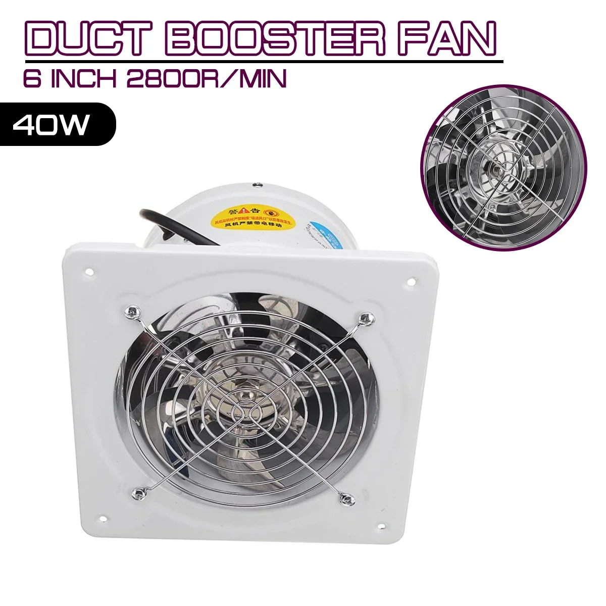 6 inch 2800R/Min 40W Duct Booster fan Exhaust Blower lampblack window ventilating fan for bathroom home kitchen wall Exhaust fan