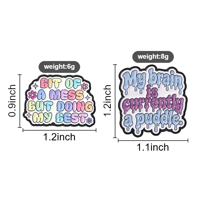 My Brain Is Currently A Puddle Enamel Pin Melting Drip Quote Brooch With Blue Purple Design For Overthinkers And Emotional Style