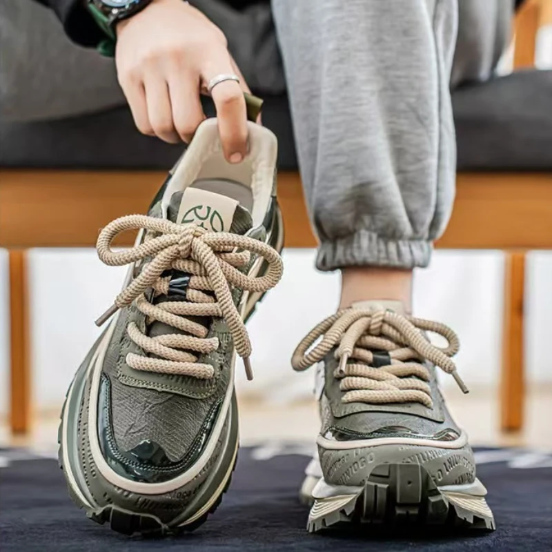 

Новые мужские туфли на платформе, удобные повседневные кроссовки на мягкой подошве, весенне-осенняя модная удлиняющая вулканизированная обувь Tenis De Hombre