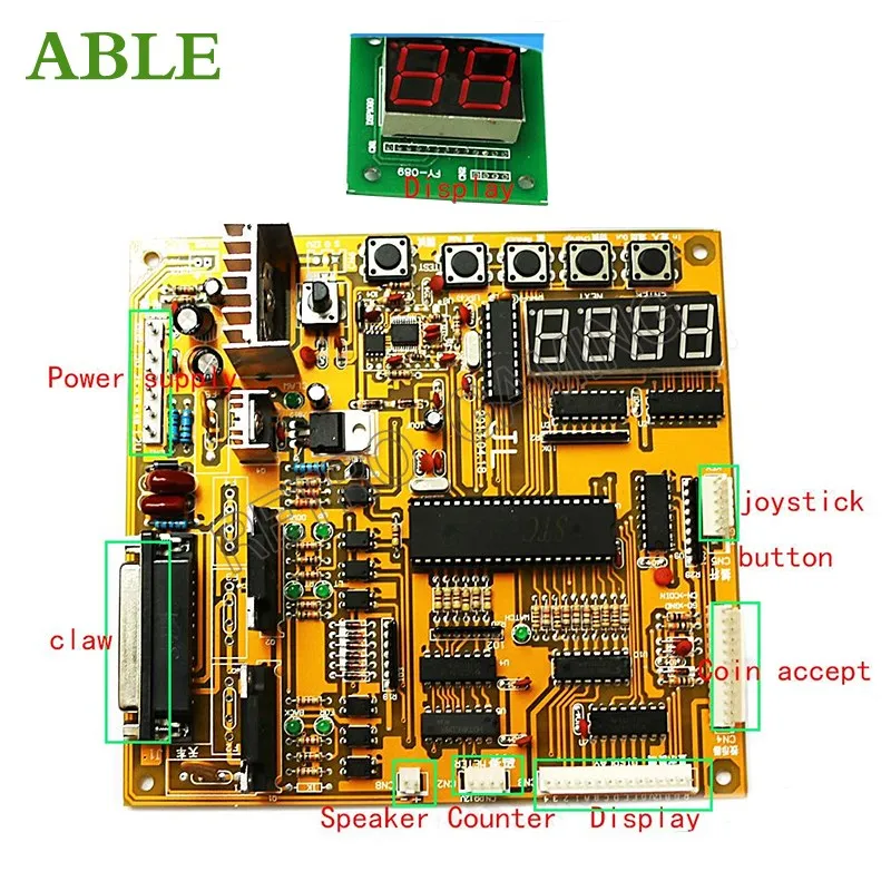 DIY Toy Claw Machine Crane Game Board Classic Yellow Motherboard Slot PCB Coin Operated Prize Vending Machine