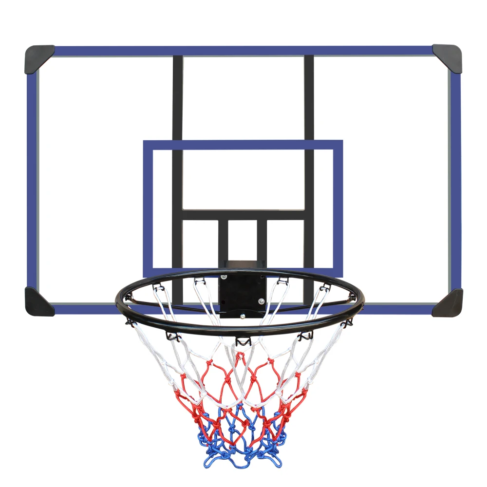 

Wall-mounted Basketball Hoop 45 X 29 Inches Shatterproof Back Folding Hoop Durable Hoop and All-weather Mesh for Indoor
