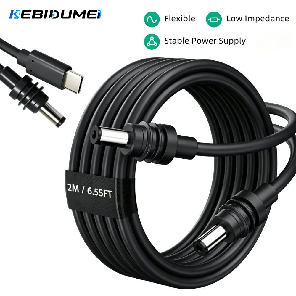KEBIDUMEI For Starlink Mini Power Charging Cable Replacement Power for Starlink Mini 2M Power DC Male to DC Male Waterproof Cord