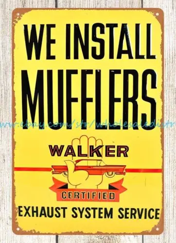 WALKER MUFFLER exhaust system service automotives metal tin sign prints framing