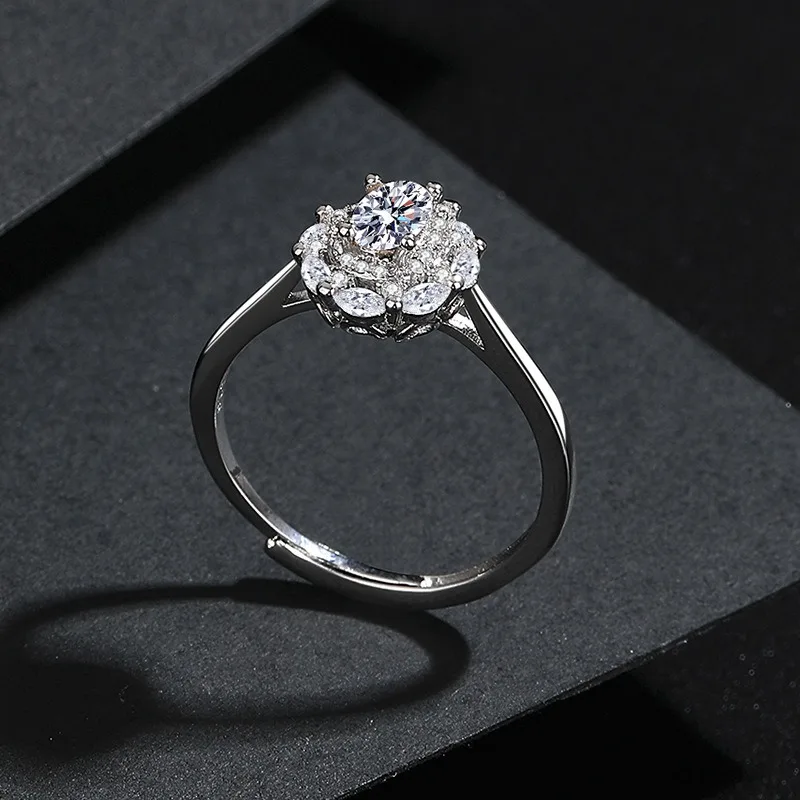 Pierścionek damski w kształcie jajka z diamentem, popularny w Europie i Stanach Zjednoczonych, wysokiej jakości, lekki luksus, prosty, uniwersalny, podkreślający temperament.