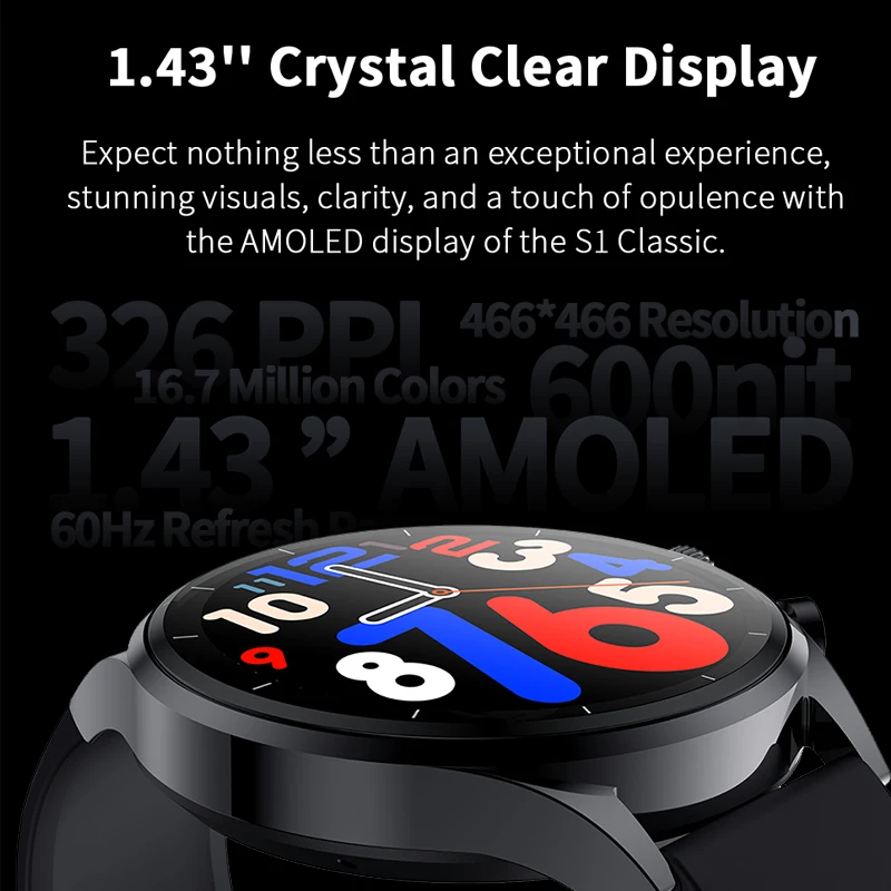 Black Shark S1 Classic Smartwatch 1.43'' AMOLED Screen 12-day Battery Life NFC Smart Watch Health Monito Magnetic  Charging