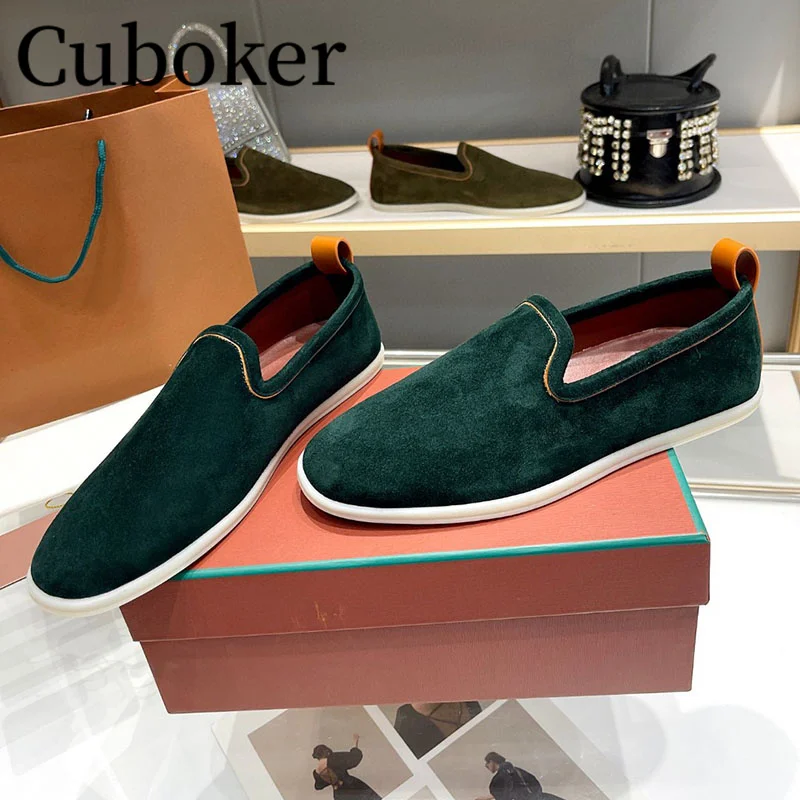 2023 Runway Brand New Men Flat Causal Shoes Kidsuede Round Toe Male Loafers Slip-on Spring Summer Outside Walking Shoes for Men