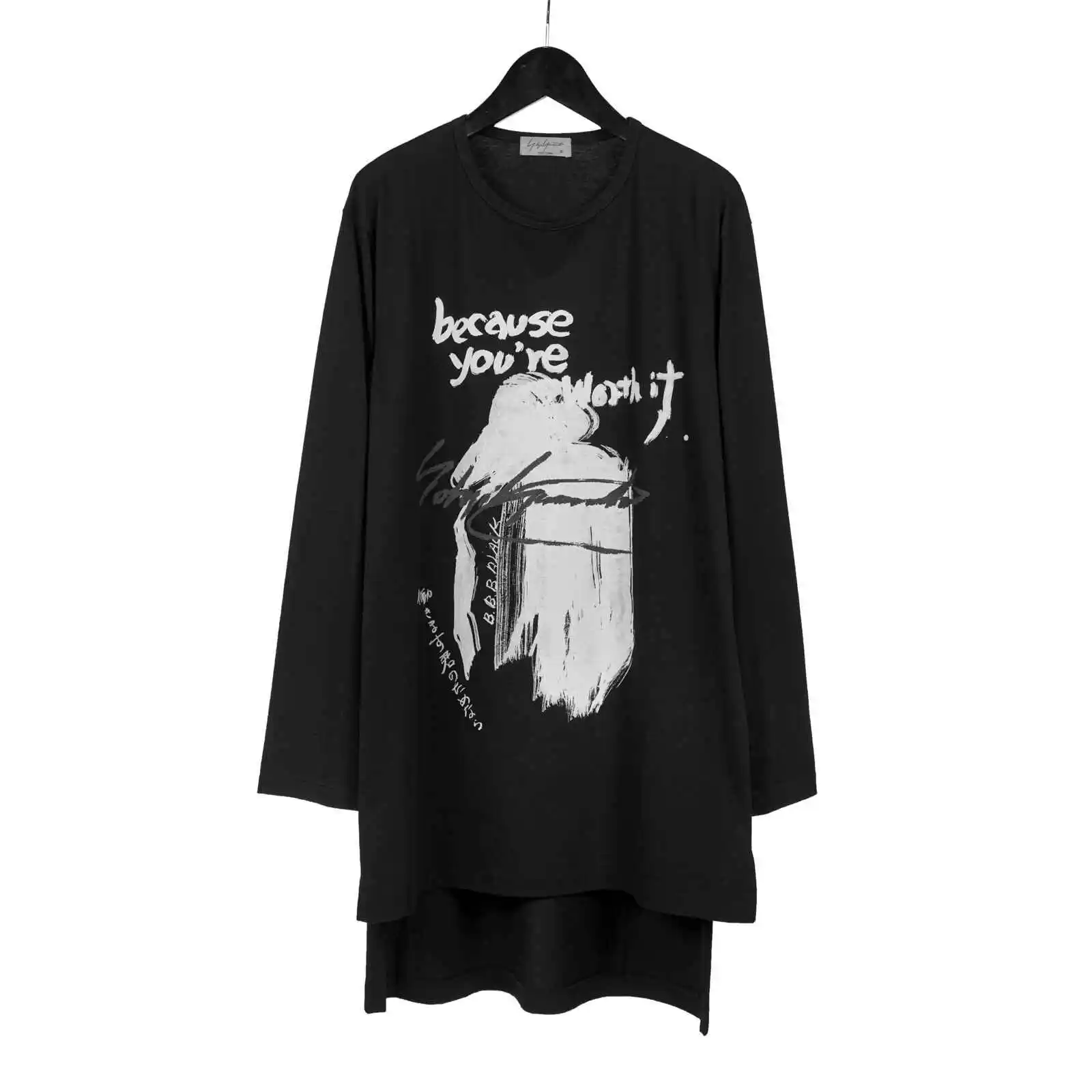 

TOP-YAMAMOTO Japanese original design Dark and niche black long-sleeved printed T-shirt
