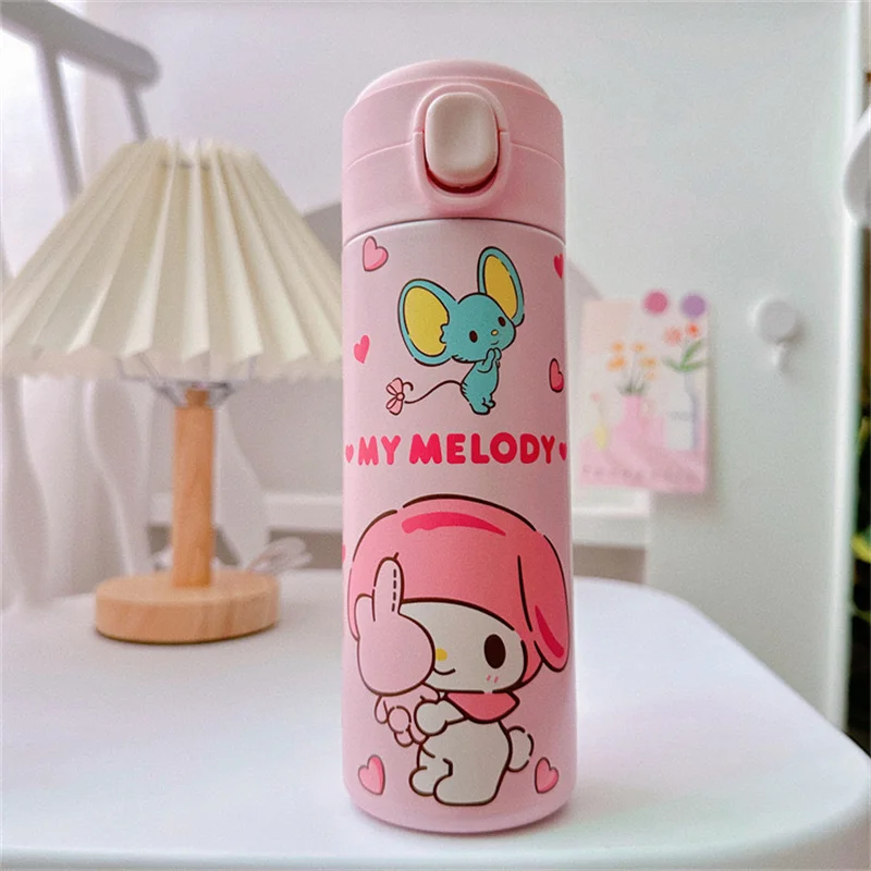 420ml Sanrio Hello Kitty Stainless Steel 316 Thermos Kawaii Kuromi Cinnamoroll Melody Kids Vacuum Flask Water Bottle Tumbler