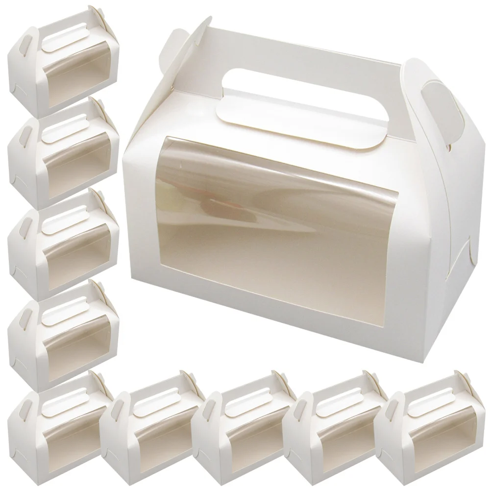 

10 Pcs Window Cake Box Bread Accessories Wrapping Boxes Pastry with Chocolate Party Cupcake Pvc Compact Cookie Case