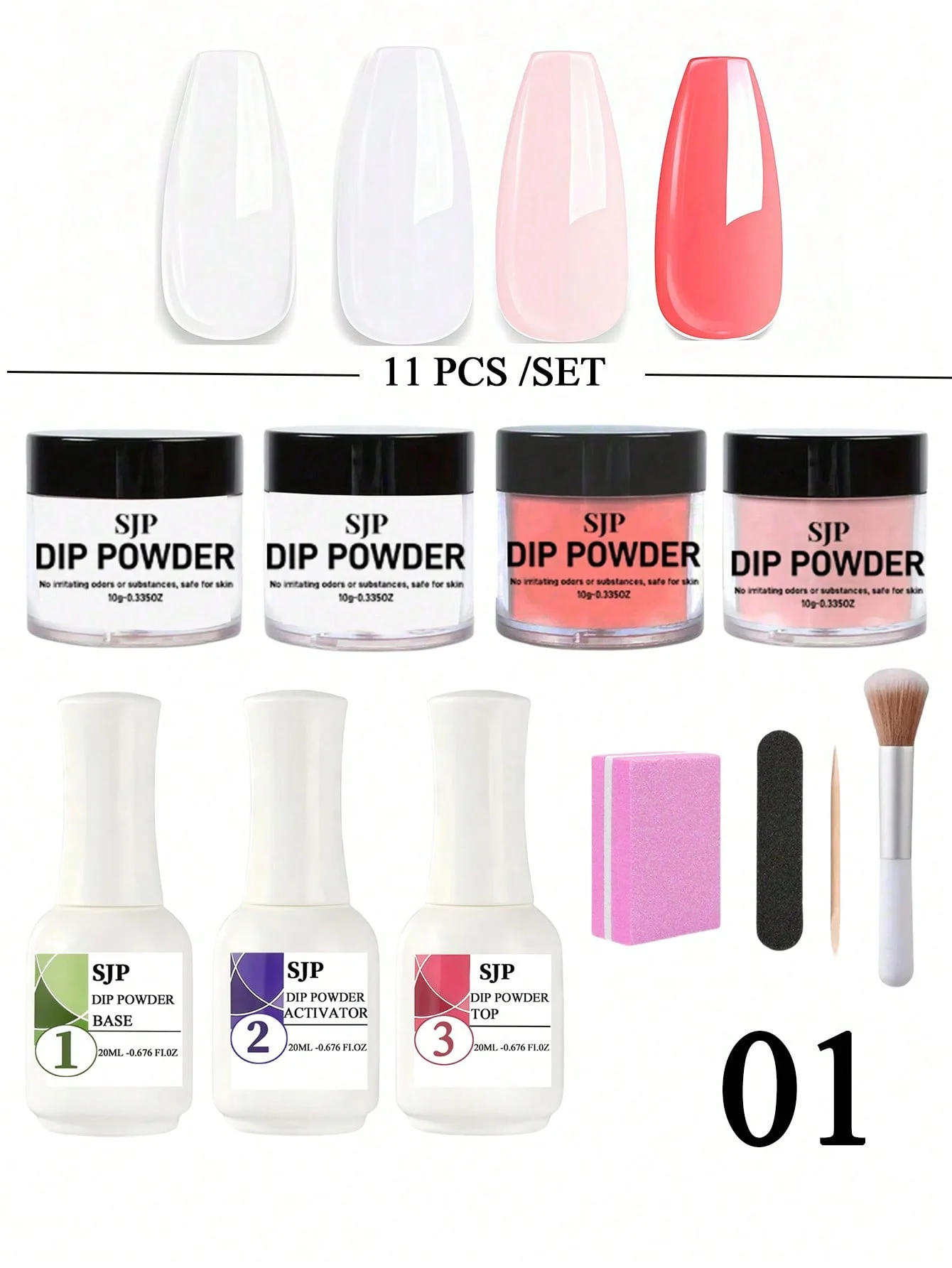 11 pçs kit de pó de imersão para unhas, preto verde azul roxo 4 cores kit de pó de imersão para iniciantes com pó de imersão